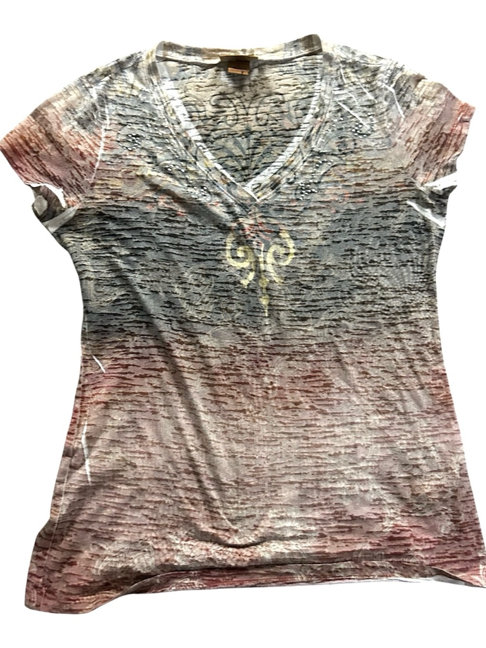 VTG Y2K Wrangler Ombre V-Neck Short Sleeve Tee